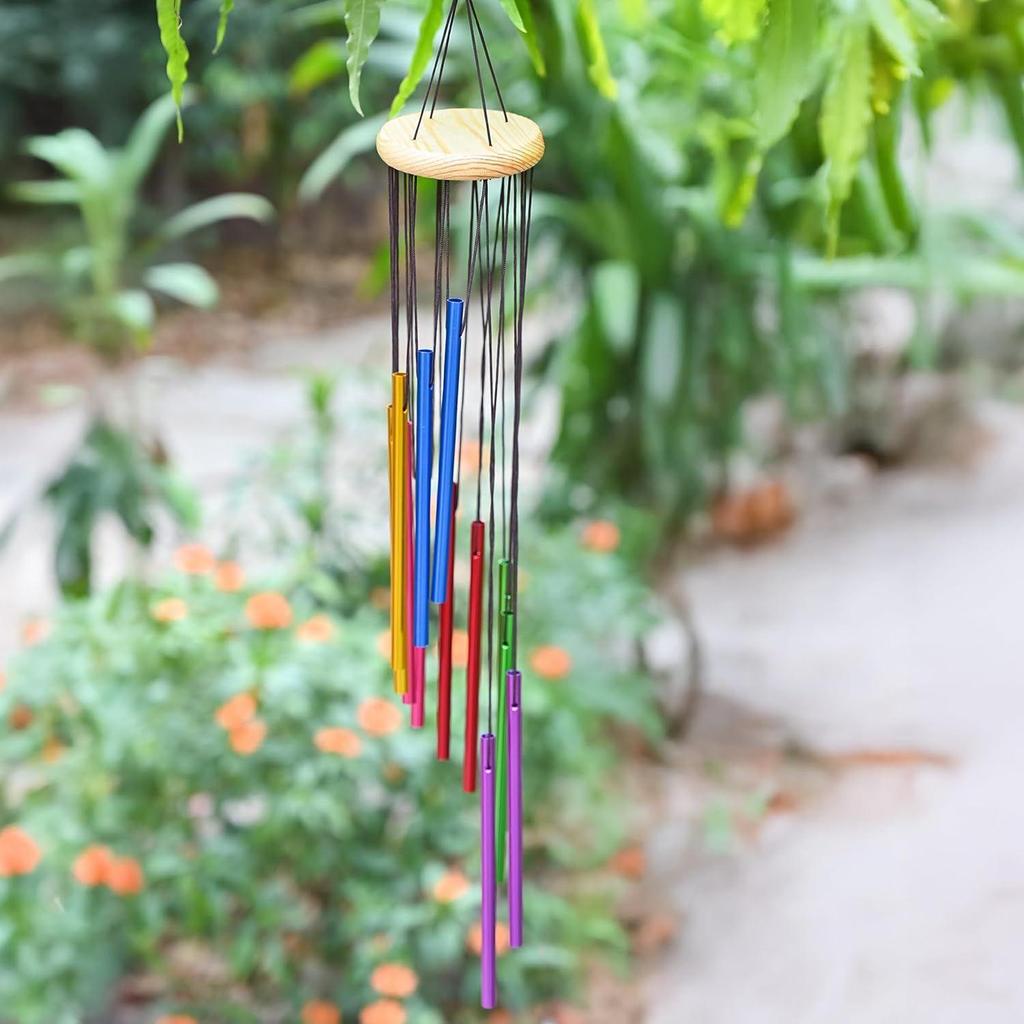 Wind Chimes for Home Décor – Positive Energy Decoration for Living Room, Bedroom, Multicolor 12-Pipe