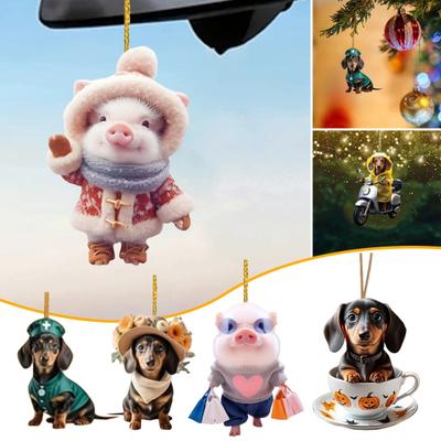 Pendentif de Noël en forme de dessin animé avec cordon, facile à accrocher, résistant à la décoloration, ornement à suspendre en forme d'animal, décoration polyvalente