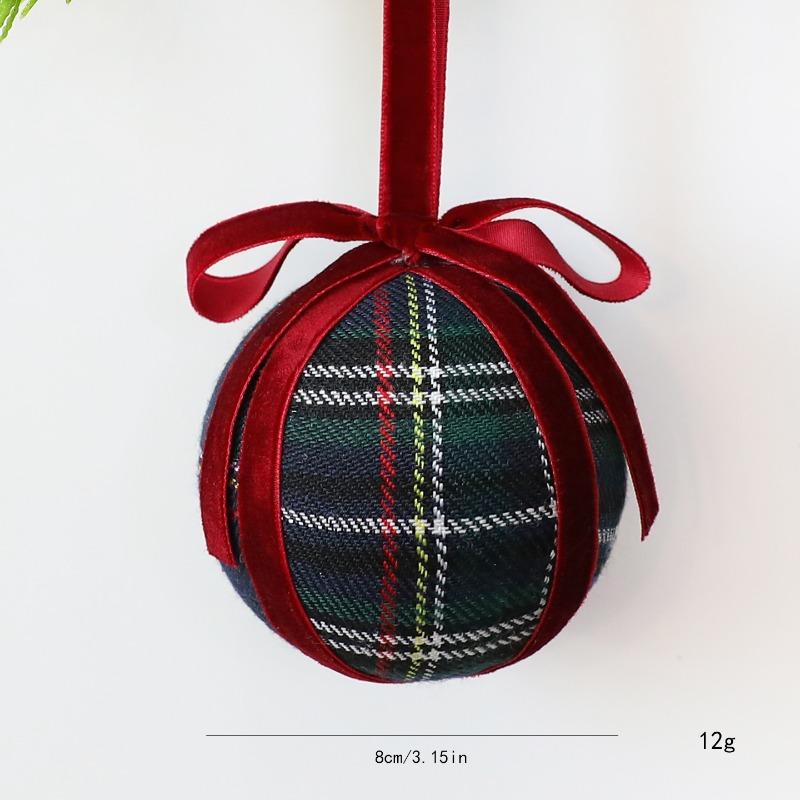 New plaid bow Christmas ball pendant 8CM foam Christmas ball ornament Christmas gift