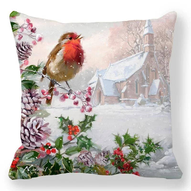 1 piece of Christmas Day party decoration pillowcase Winter Snowman animal print cushion suite room home decoration gift