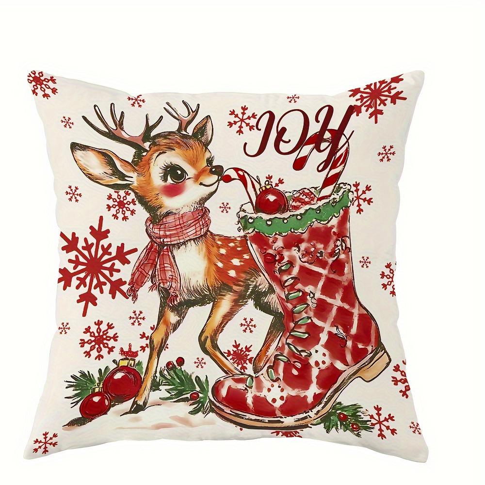 

Festive Christmas Pillowcases: Santa, Reindeer, Trees & Snowman Designs! Sofa room decoration New Year holiday home decoration 16x16Inch