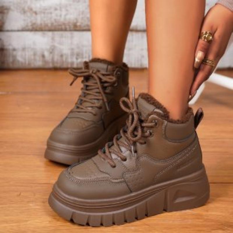 Winter new snow shoes round head Martin boots thick-soled velvet warm women's boots trendy solid color women's shoes