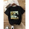New Spring/Summer 2026 Women's Round Neck Playful and Cute Cat Letter Print Fashionable Cool Short Sleeve Summer Casual T-Shirt
