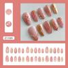 Manicure Long Almond False Nails French Aurora Press on Nails Gilding Flower Tomato Detachable Nail Tips Women