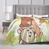 Rilakkumas and Friends Flannel Blanket Winter Super Warm Throw Blanket for Girls Boys Couch Bed Novelty Bedspread Sofa Bed Cover