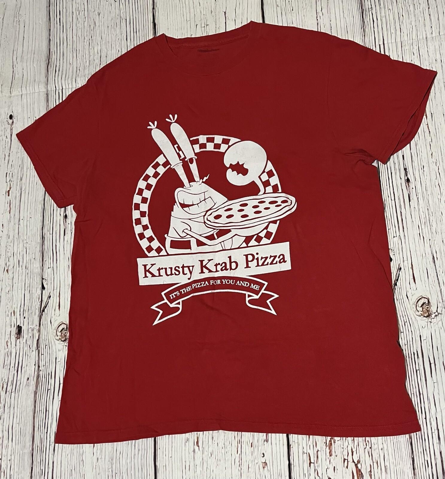 Nickelodeon SpongeBob Shirt Men’s Graphic Krusty Krab Pizza Red Size Large L XL