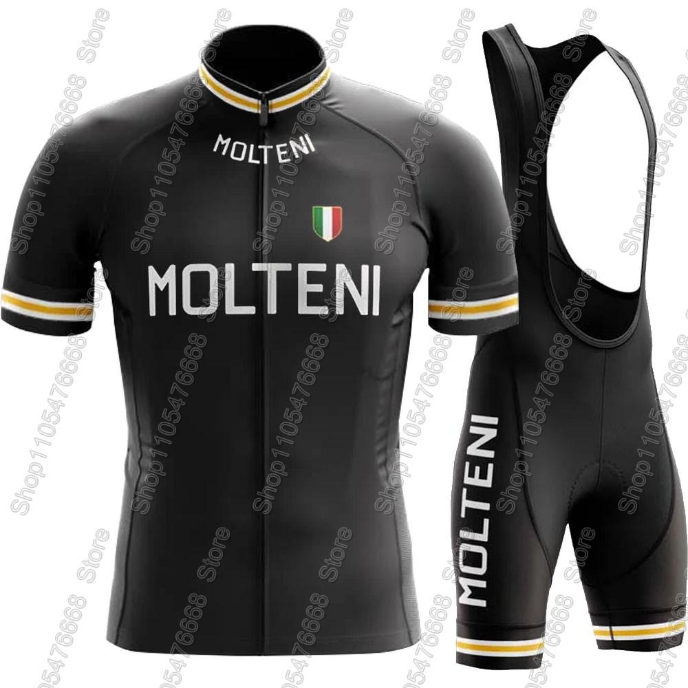 Retro Classic Molteniful-Team Cycling Jersey Set Summer Clothing Kits Men Road Bike Shirt Suit Bicycle Bib Shorts
