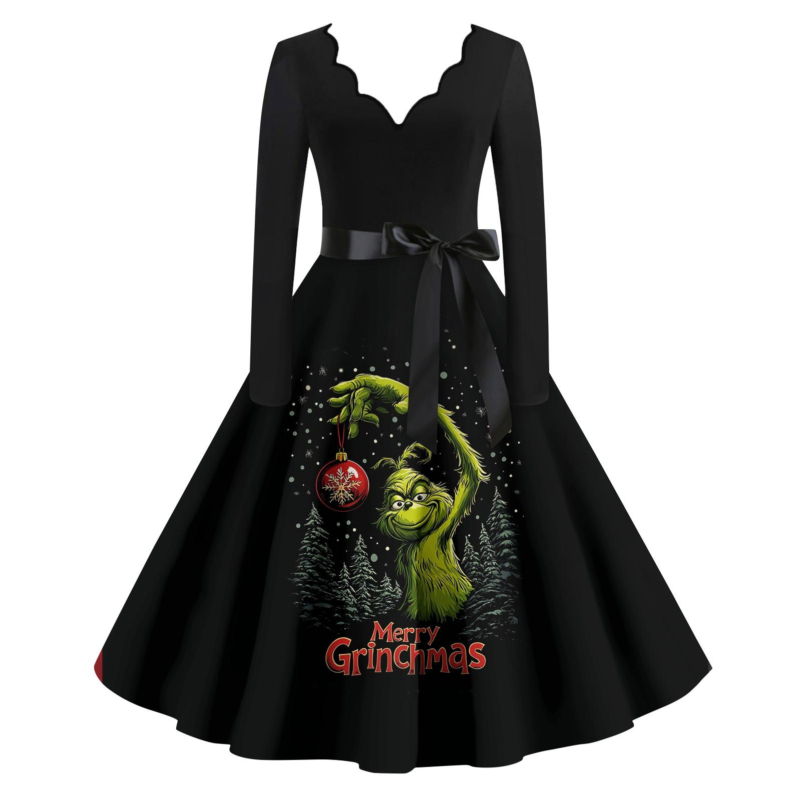 

Женское повседневное модное платье с длинным рукавом и принтом, вечернее повседневное платье с V-образным вырезом и вырезом XXXXXL