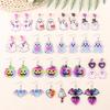 Iridescent Halloween Bat Pumpkin Ghost Acrylic Earrings - Playful Dangle Ear Accessories