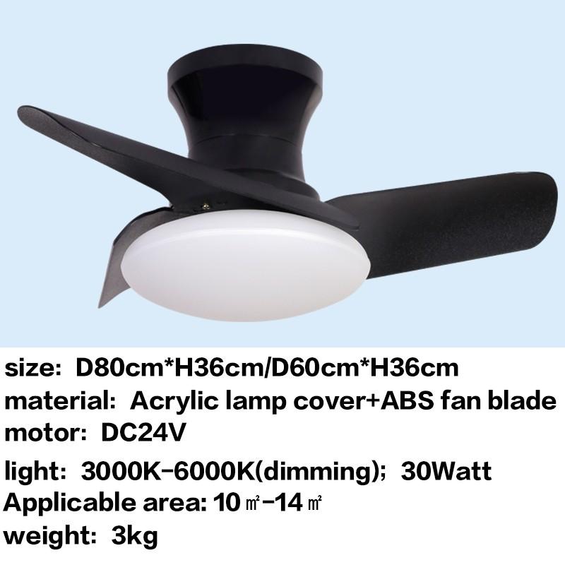 24" 32" DC Motor Small Ceiling Fan Lamp Electric Ceiling Fan With Light Bedroom  LED Tricolor Dimming Lighting Fan