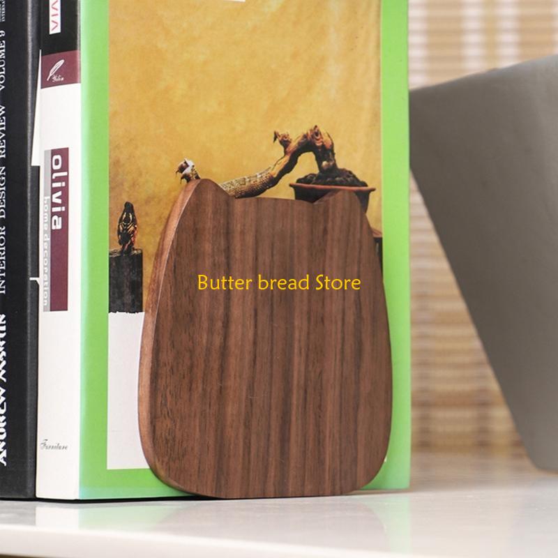 W89C Retro Bookend Wooden Art Book Magazine Holder Gift Bookend for Children Adults