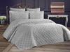 Dessert Quilted Bedspread Set 3pcs, Coverlet 250x260, Pillowcase 50x70, Double Size, Gray