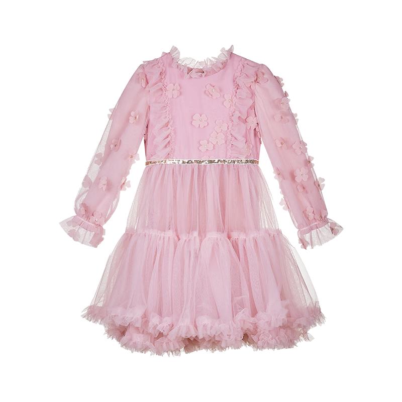 Sweet Girls' Long Sleeve Mesh Princess Dress