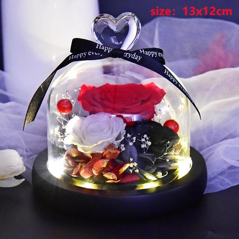 Valentines Day Gift for Girlfriend Eternal Rose LED Light Flower In Glass Cover Mothers Day Birthday Party Wedding Decoration