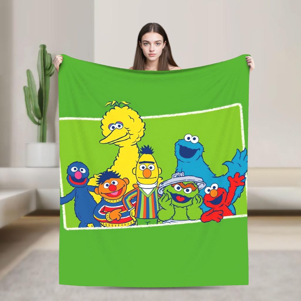 S-Sesames Streets Tango Elmo & Grover Blanket Soft Fluffy Plush Throw Blanket For Child Living Room Flannel Bedspread Bed Cover