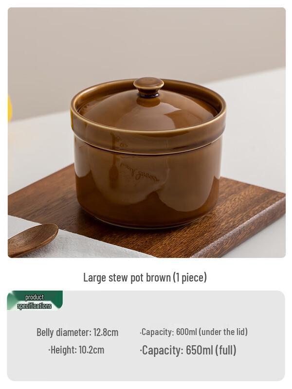 Zhaoran 650ml Ceramic Double Boiler Stew Pot
