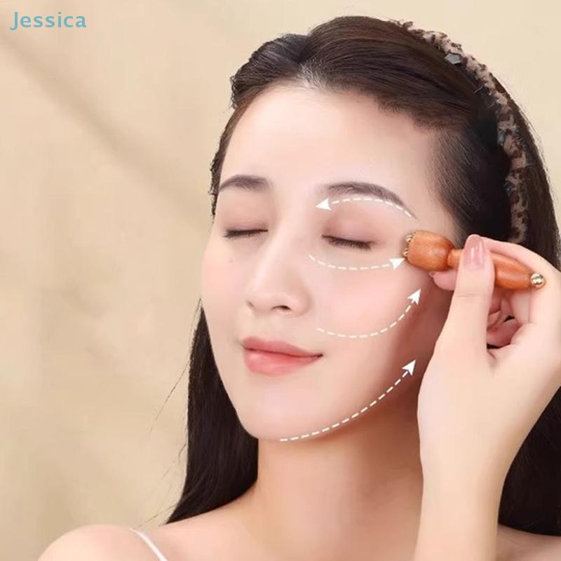 Brass Bead Lotus Pod Rosewood Handle Facial Gua Sha Tool Eye Relaxation Spot Meridians Acupoint Massage