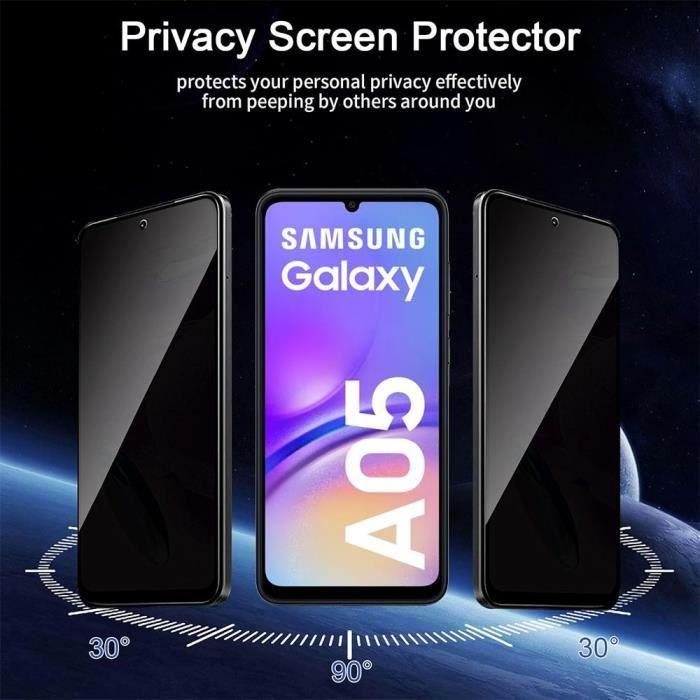3 Pièces Verre Trempé Anti Espion pour Samsung Galaxy A05 Installation Facile