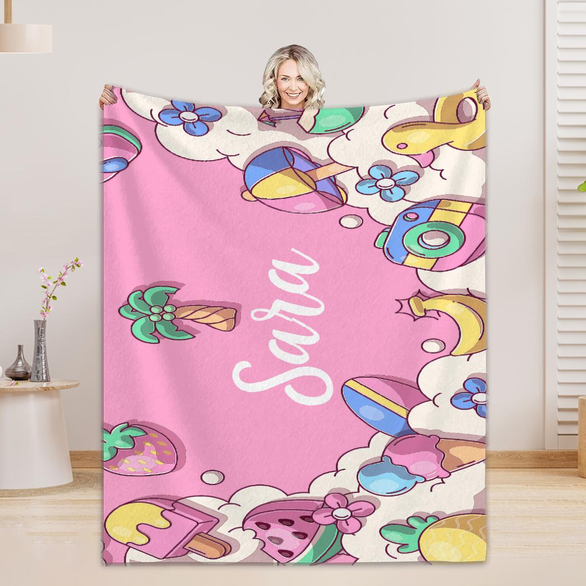 

Name Custom Blanket Personalized Baby Blankets Cute Flannel Blanket Home Decor Sofa Blanket Kids Blanket Birthday Gifts Boy Girl 75x100cm