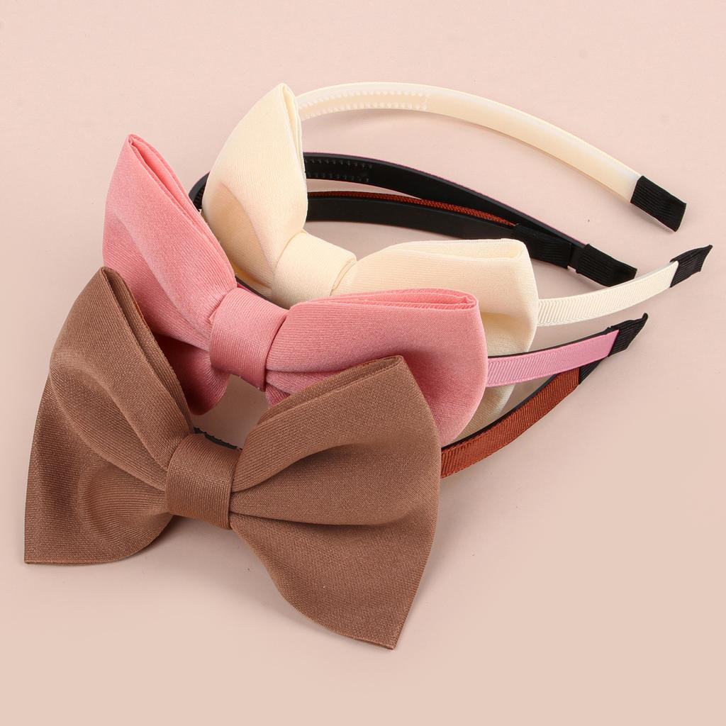 3pcs Fabric Bows Headbands for Girls Plastic Teeth Hairbands 4inch Hair Bows with Headband Children Kids Hair Accessories