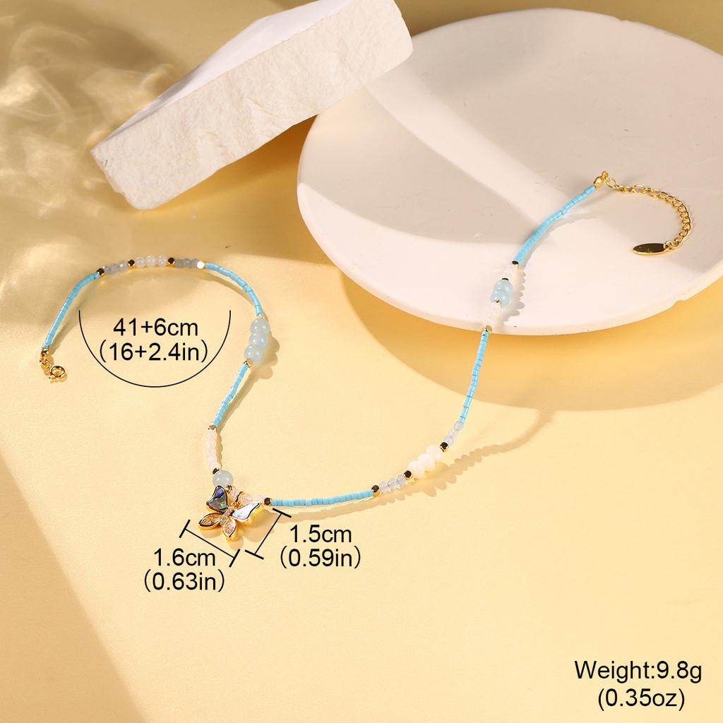 Nový Ins niche design barevný korálkový high-end jednoduchý náhrdelník přírodní perla módní dopaminový krční řetízek