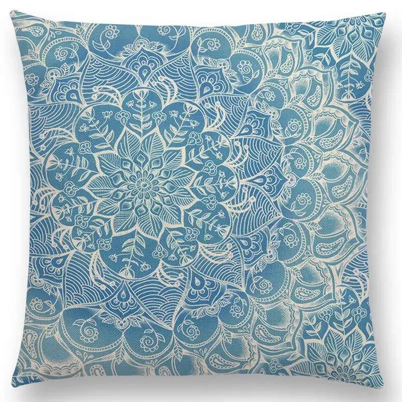 Neu Wunderschönes Blatt Blume Herrliches Florales Doodle Buntes Dekoratives Muster Mandalas Auto Kissenbezug Sofa Überwurf Kissenbezug