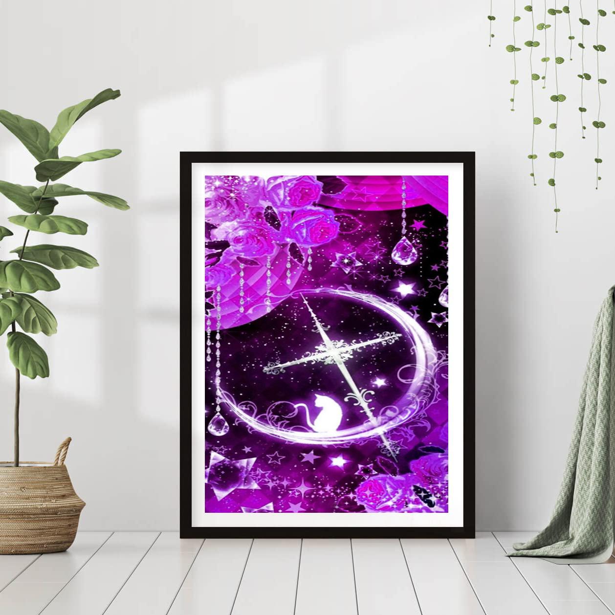 

DIY Алмазная картина Фиолетовая Луна Набор для вышивки крестом Мозаика Искусство Алмазная картина Полный круг/Квадратный алмаз Украшение дома Round 30x40cm