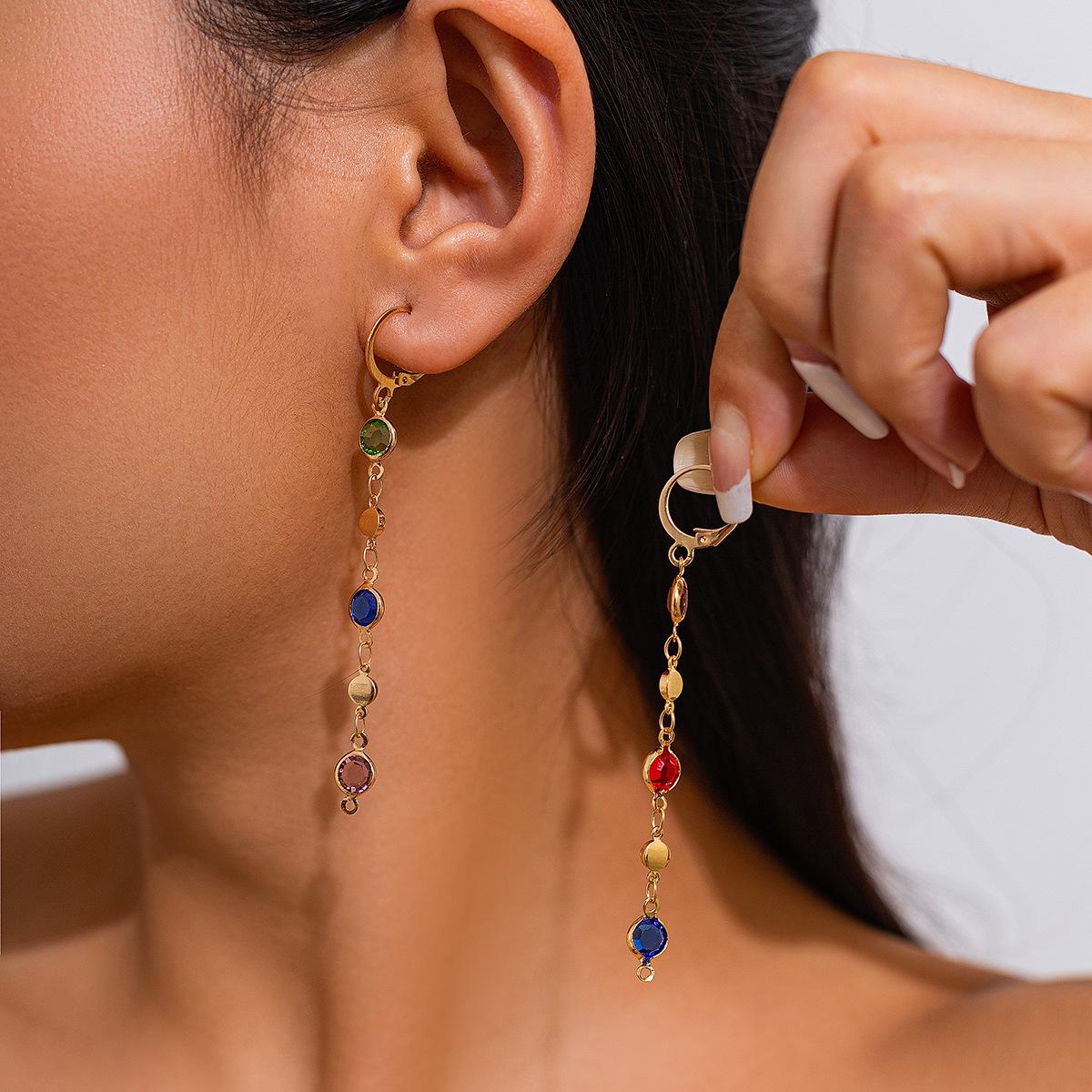 

Ретро персонализированная цепочка на ключицу, квадратное ожерелье с кристаллами цветных бриллиантов, нишевые украшения в стиле дофамин, персиковое сердце Imitation Crystal Chain