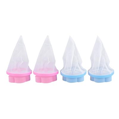 4Pcs Floating Laundry Lint Pet Hair Remover Filter Mesh Bag for Washing Machine Blue and Pink