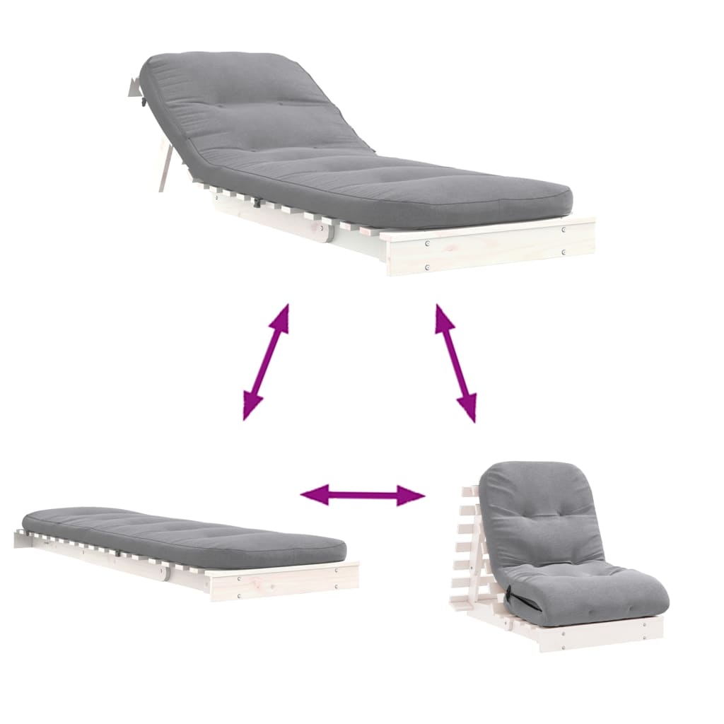 Vidaxl Foldable Futon Sofa, With Mattress, White, 70X206X11 Cm