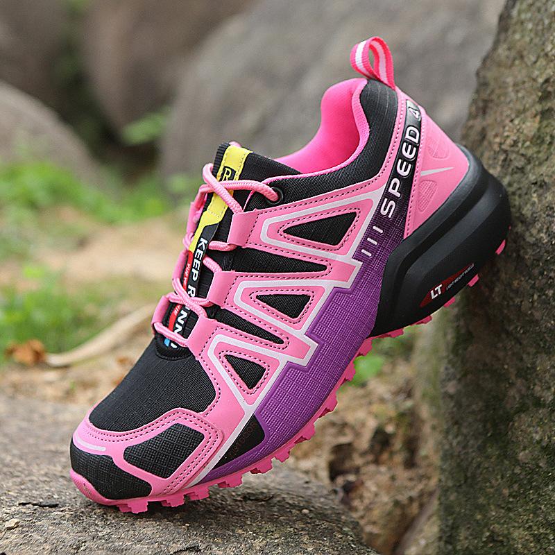 

Мужская обувь для активного отдыха на открытом воздухе, кроссовки для бега по бездорожью, кроссовки для велоспорта, походов, кроссовки для походов, дышащая женская обувь большого размера 43 розы красного