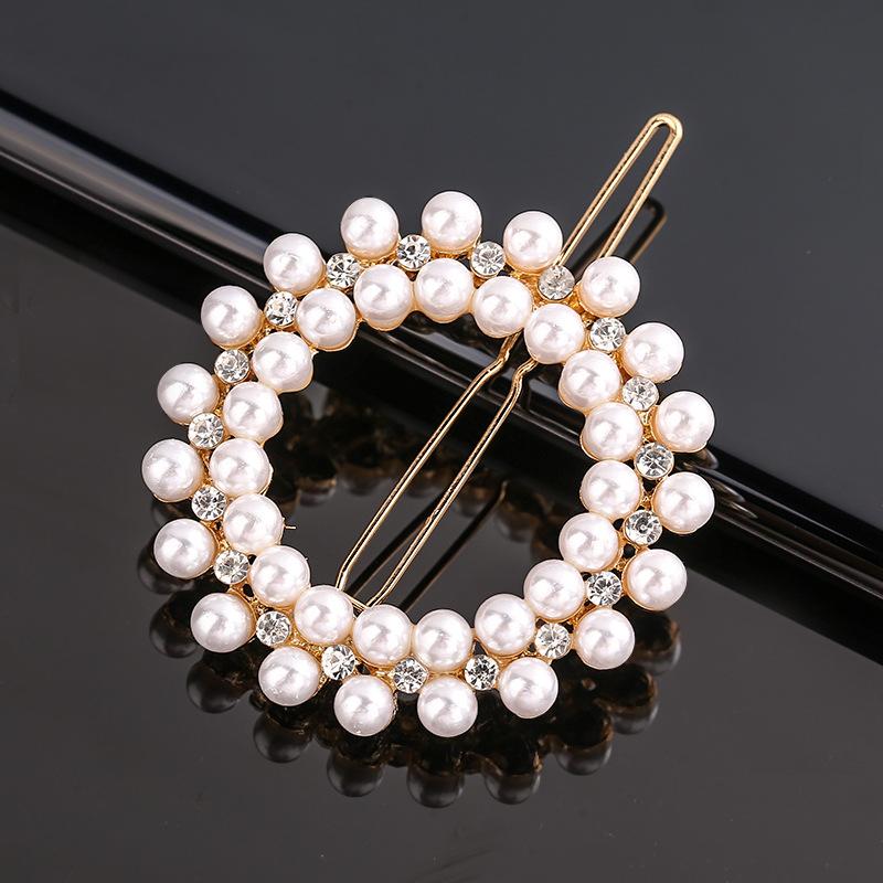 New Fashion Metal Love Heart Hair Clip Elegant Pearl Round Barrette for Women Girls Sweet Hairpins Barrettes Hair Accessories