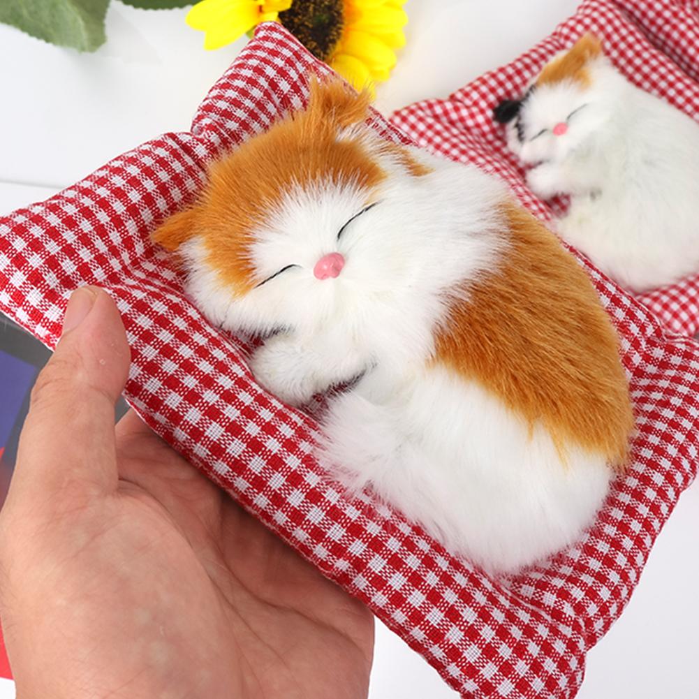 Simulation Mini Cat Cloth Pad Plush Cats Children Birthday Gifts Creative Imitation Ornaments Home Fireplace Decoration Supplies