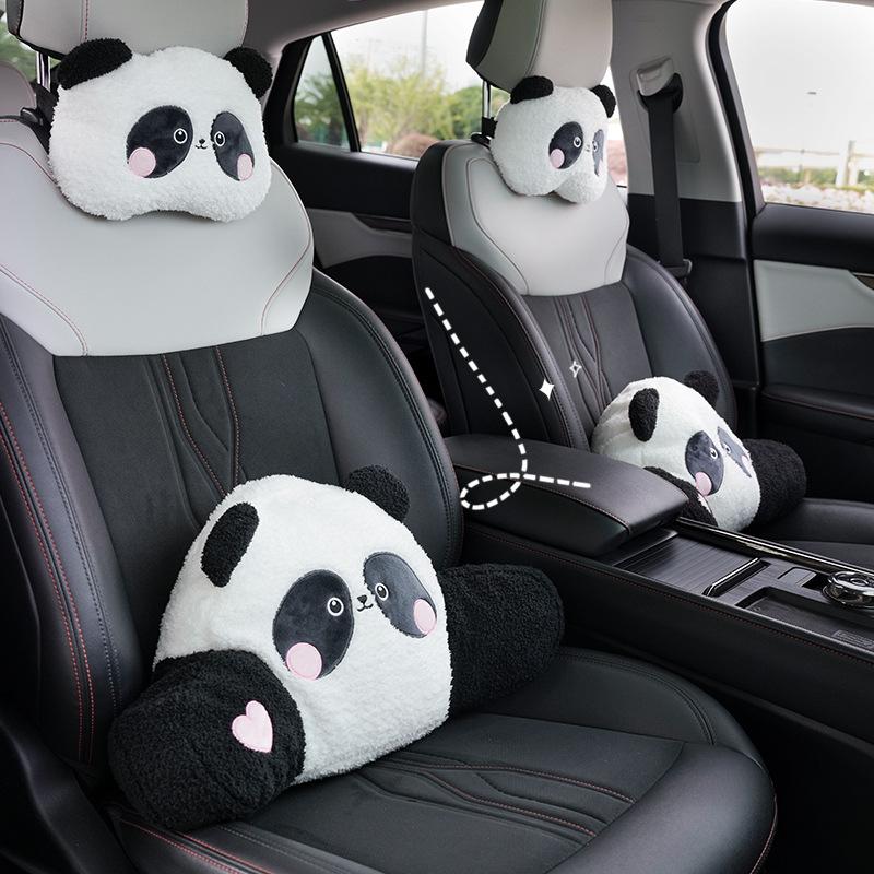 Panda Car Headrest Neck Pillow Cute Plush Comfort Car Headrest Neck Pillow Four Seasons General Motors Headrest Supplies