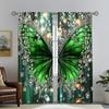 Shining Green Butterfly Pole Bag Curtains Bedroom Living Room Decoration Home Made Of Polyester Great Decor