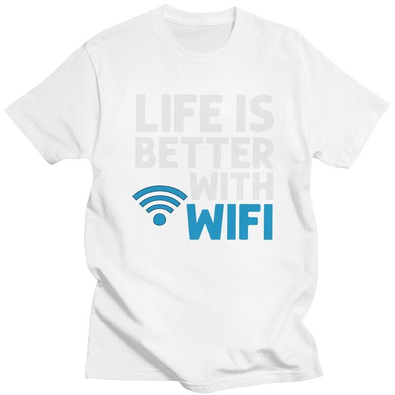 Custom Wifi Router Internet Password Quotes Computer Geek Gift T Shirt for Men Pure Cotton Tshirt Tees Slim Fit Clothing Gift
