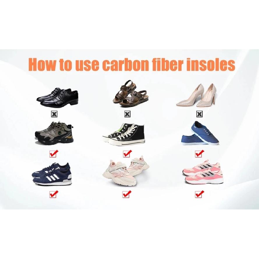 1 Pair 1.2mm Carbon Fiber Insole and Shock-absorbing Insole, Foot Fractures, Hallux Rigidus and Limitus, Rigid Shoe Insert