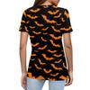 Women's T Shirt Halloween Print Button Short Sleeve Daily Weekend Fashion Basic V- Neck Regular Top