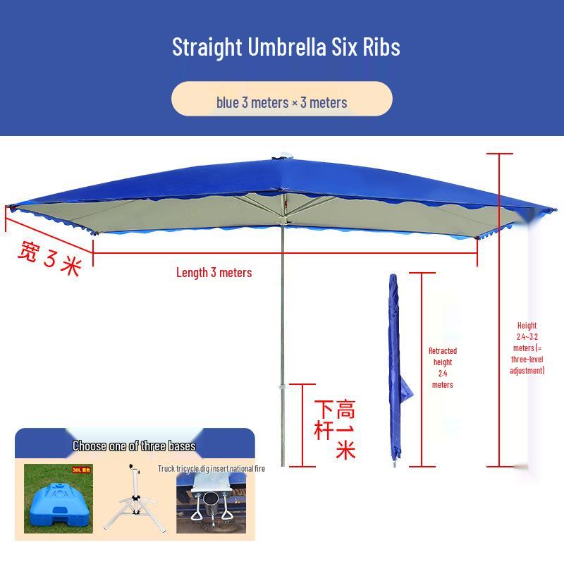 Large Rectangular Folding Patio Umbrella with Canopy Sun Protection