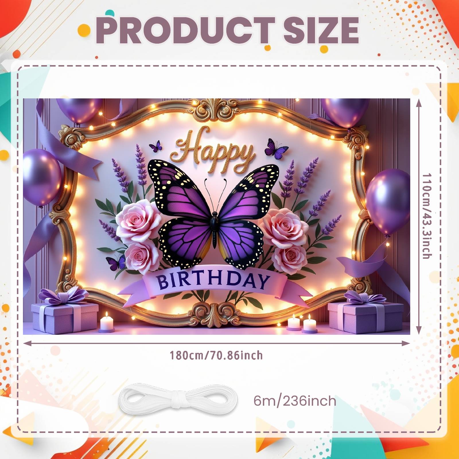 

Party Backdrop Lights Party Celebration Display Birthday Party Banner Butterfly Theme Birthday Display For Birthday Photo