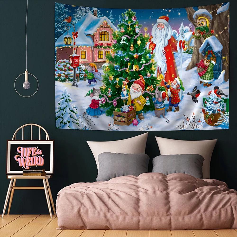 Christmas Cartoon New Year Gift Hanging Bohemian Tapestry Bohemian Wall Tapestries Mandala Kawaii Room Decor