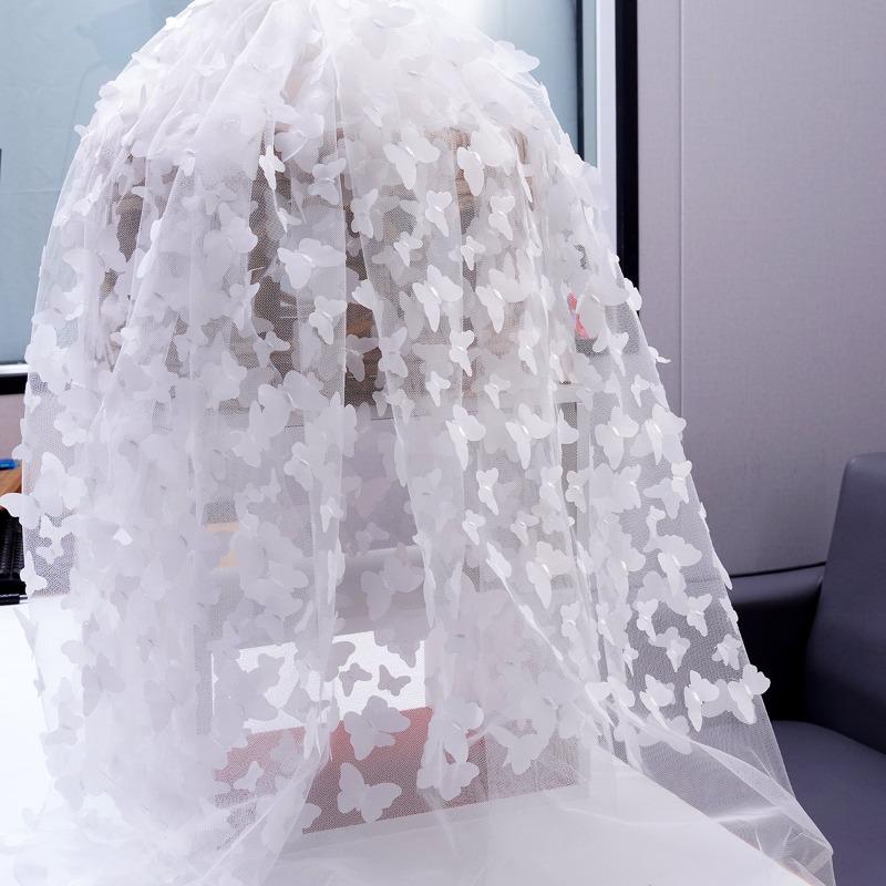 1/3/5 Yards Tulle Embroidery Butterfly Organza Fabric for Wedding Birthday Party Dress Fabric DIY Background Decoration