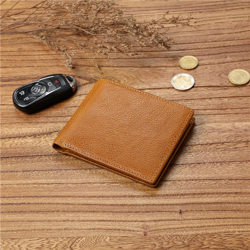 Men's Casual Vegetable-Tanned Leather Wallet – Multifunctional, Large Capacity, Short Coin Purse