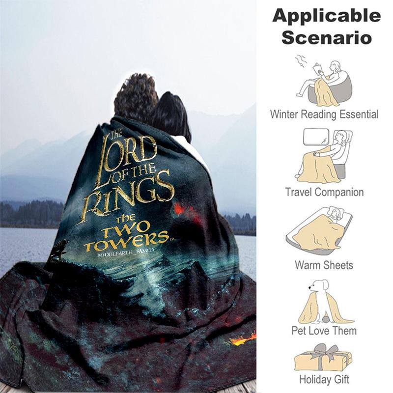 1pc Middle earth Family: Two Towers Edition Cartoon Blanket,Portable Throw for Travel & Camping, All Season Cozy Blanket,Ideal Gift