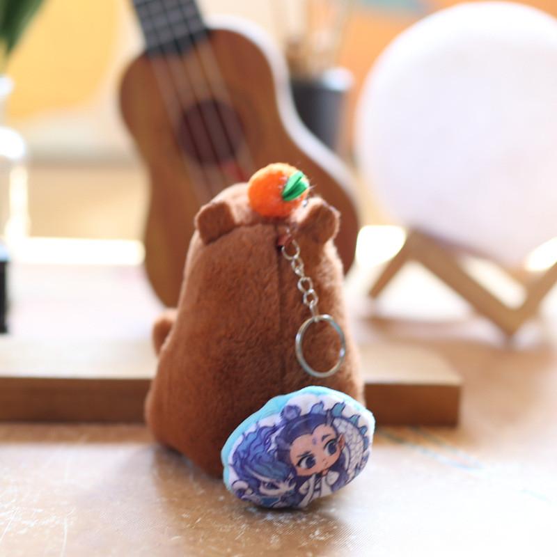 Capybara Aobing Plush Toy Keychain With Wagging Tail Soft Pp Cotton Bag Decor