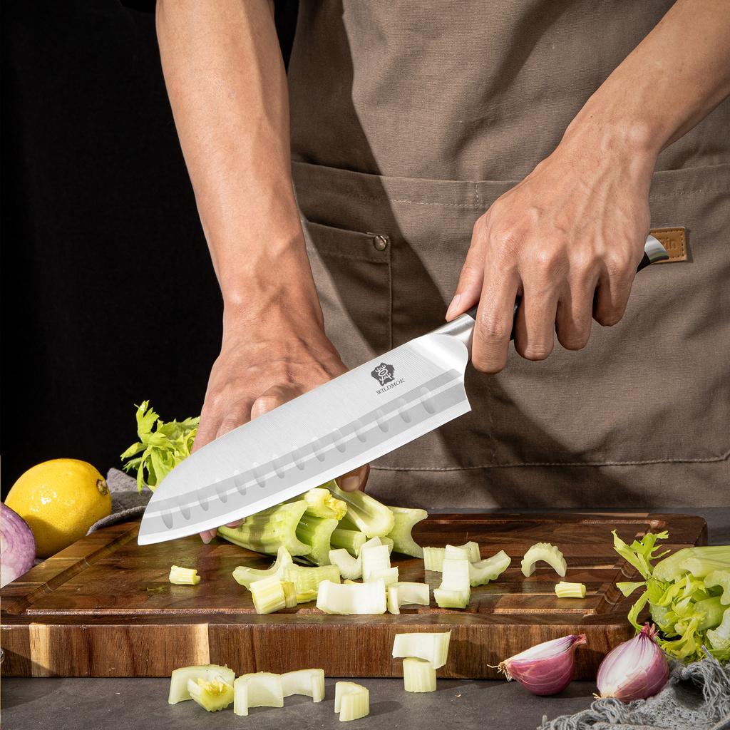 WILDMOK Professional 5 Piece Chef Knife Set with Wood Handle High Quality Stainless Steel Kitchen Knife Set Sharp Knife Set
