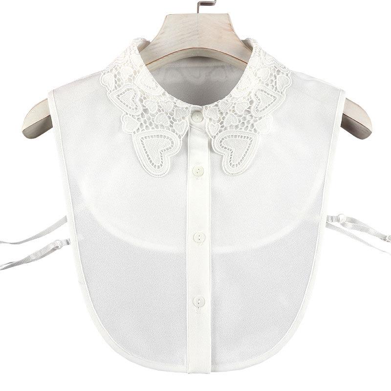 Spring & Winter Women's Anti-Wrinkle Chiffon Embroidered False Doll Collar Lapel Shirt Collar