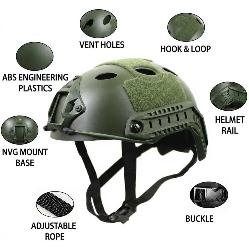 PJ Tactical Paintball Airsoft Helmet Fast Military Helmet with NVG Bracket and Side Guide Rail