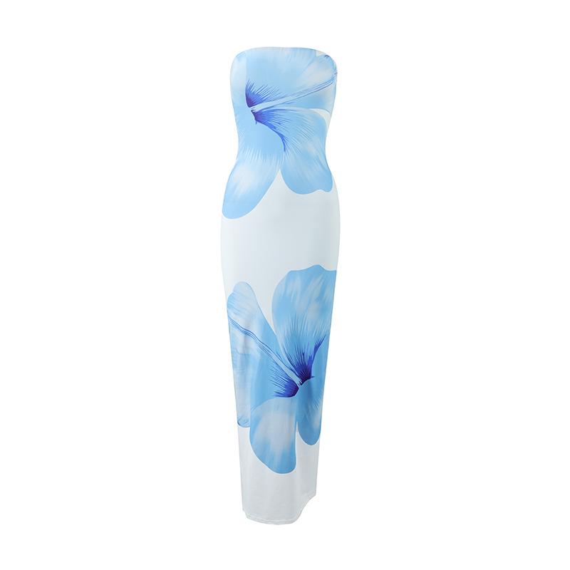 European Style 2025 Elegant Strapless Slim Fit Long Beach Dress