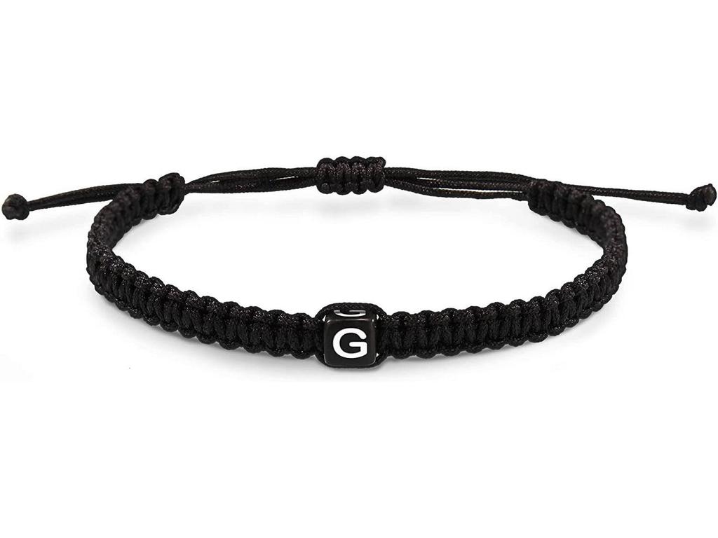 Acrylic Initial Letter Adjustable Woven Bracelet for Couples